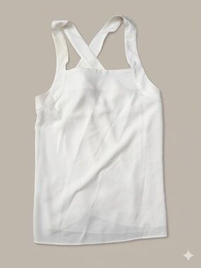 Ann Taylor Silk-Blend Cross-Back Tank Top white office date nights summer Size S